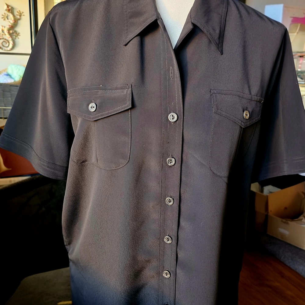 Kathie Lee Collection Black Short Sleeve Shirt..Button Down NWT